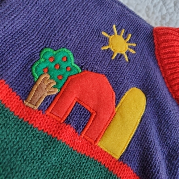 Vintage 90s Knit Farm Animals Oversized Jumper 100% Cotton 1990s Kitsch - Picture 11 of 16